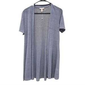 NWOT Eileen Fisher Organic Linen Soft Shimmer Sky Blue Open Cardigan Size Small